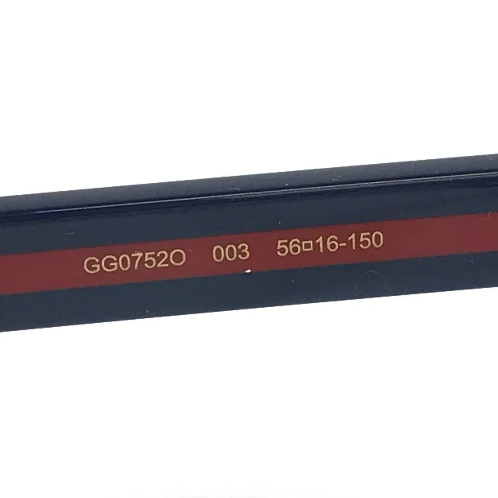 Gucci Eyeglasses Frames GG0752O 003 Gray Blue Red Rectangle Full Rim 56-16-150